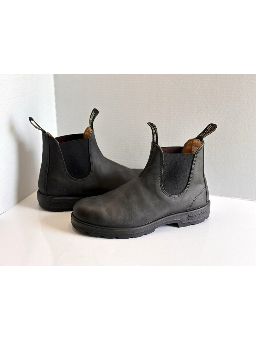 Blundstone Rustic Black/Gray Leather Pull On Chelsea Ankle Boots US W 10.5/M 8.5